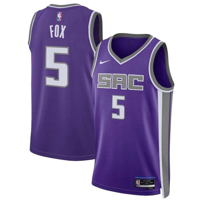 De'Aaron Fox - Sacramento Kings - 2023 - Icon Edition - Purple NBA Jersey 